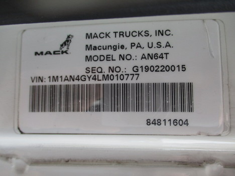 USED 2020 MACK AN64T TANDEM AXLE SLEEPER TRUCK #$vid