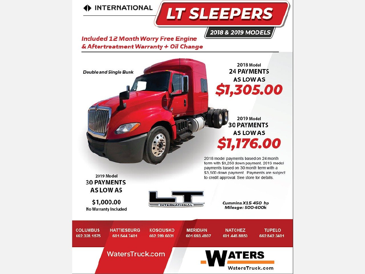 USED 2019 INTERNATIONAL LT SLEEPER TRUCK #3542