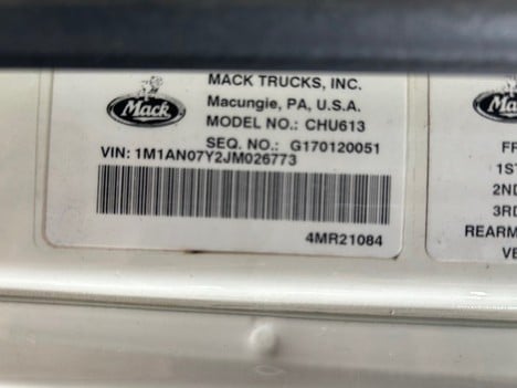 USED 2018 MACK CHU613 DAYCAB TRUCK #3547-5